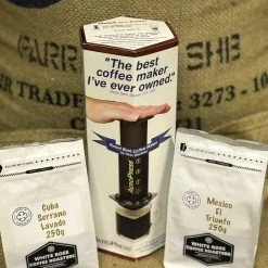 Gift Pack Aerobie Aeropress Plunger Coffee Brewer Including Mexican And Peru Ground Coffee