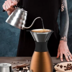Jaguar Asobu Pour Over Coffee Brewer With Insulated Coffee Flask In Copper