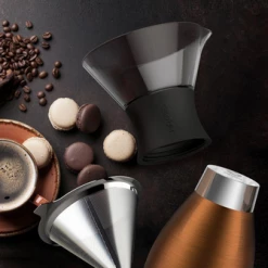 Jaguar Asobu Pour Over Coffee Brewer With Insulated Coffee Flask In Copper