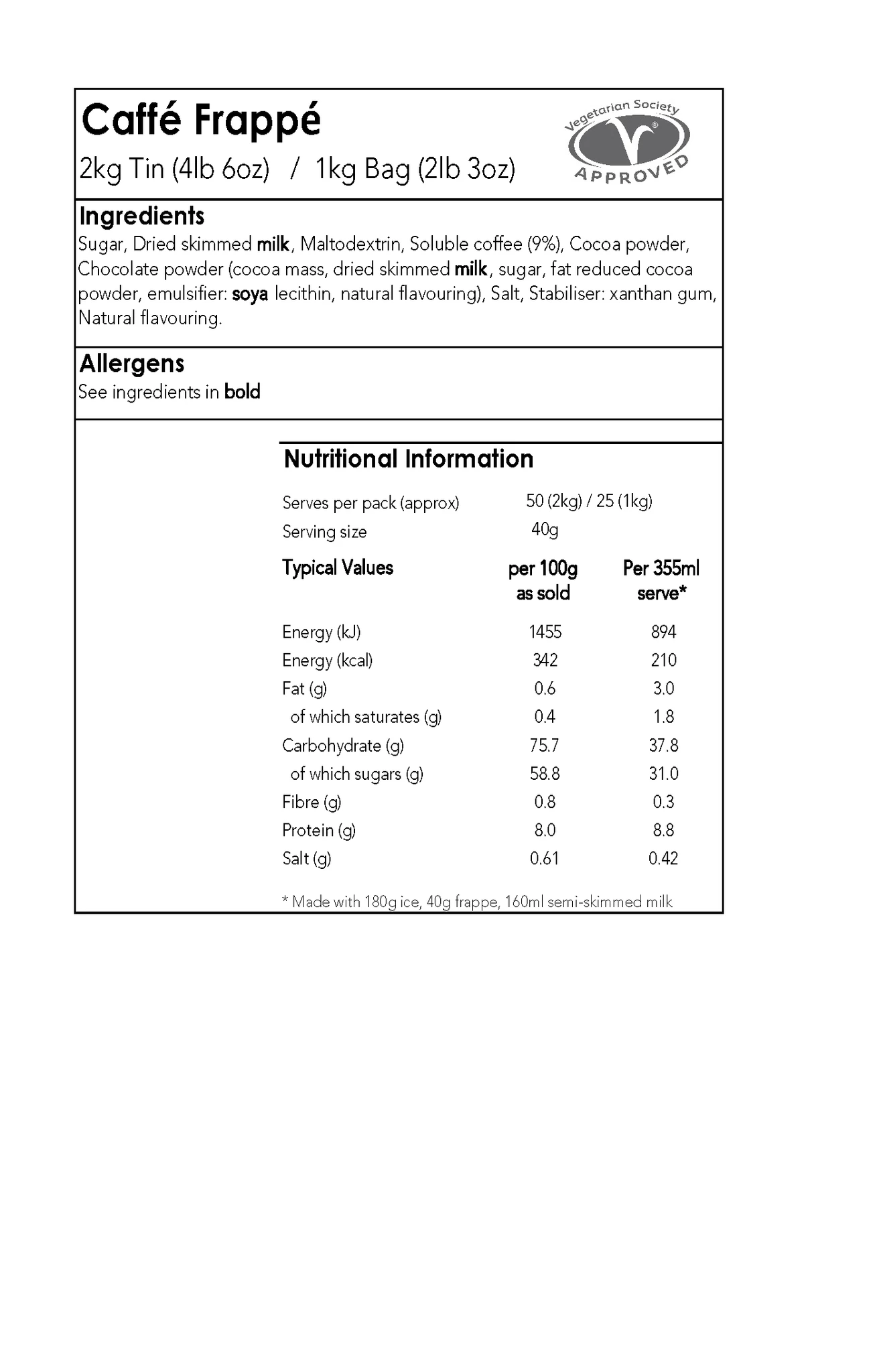Zuma Sweetbird Caffe Frappe Iced Coffee Mix (2kg) Frappe Powder Mix 4 Zuma Sweetbird Caffe Frappe Iced Coffee Mix (2kg) Frappe Powder Mix