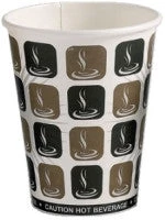 Pennine Mocha Print Take Out Cups 12oz Mocha Print Single Wall Hot Drink Disposable Cups (1000)
